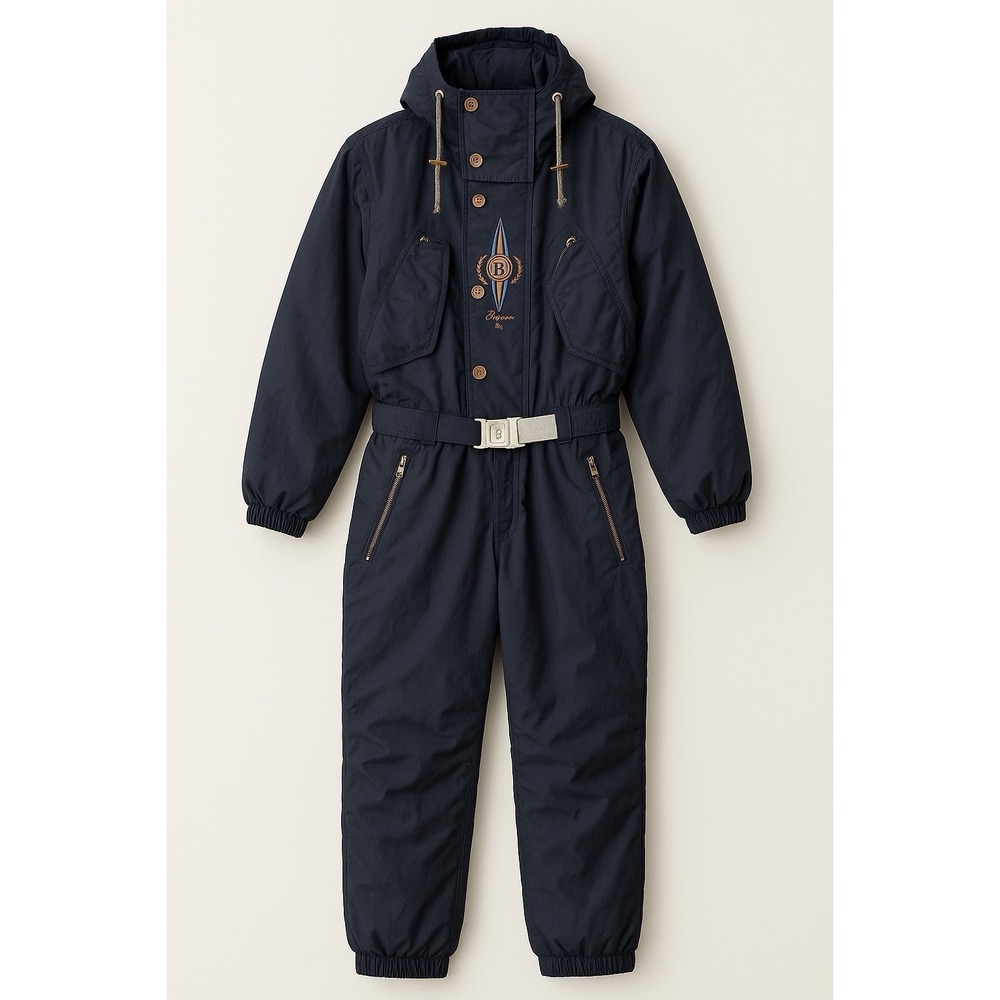 Bogner Luxury Blue One Piece Ski Suit with Belt Sz 44 Long Retro 90s
